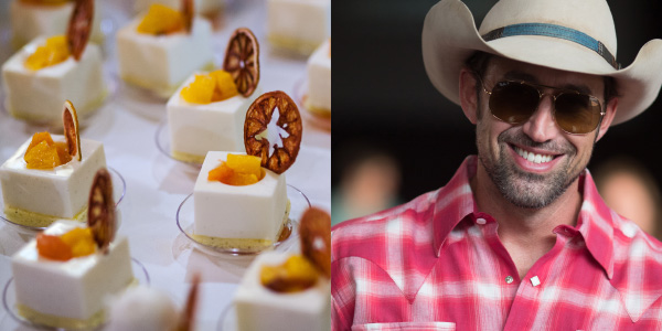 Closeup of fancy desert and a Cowboy